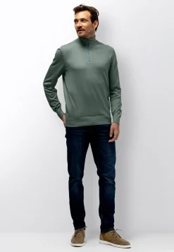 Best Fijngebreide trui met halve rits Truien