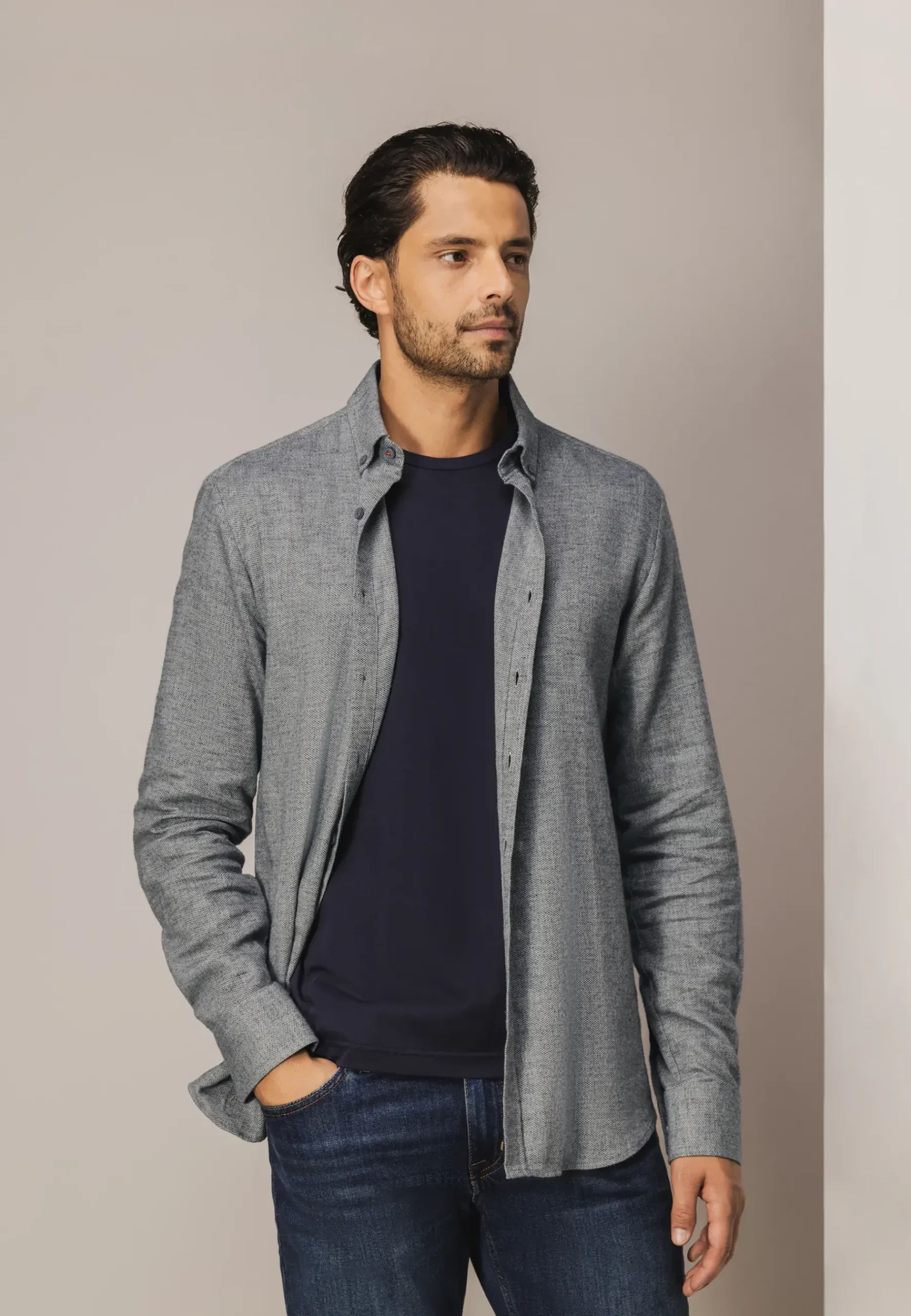 New Gebreid overhemd van katoen Overhemden