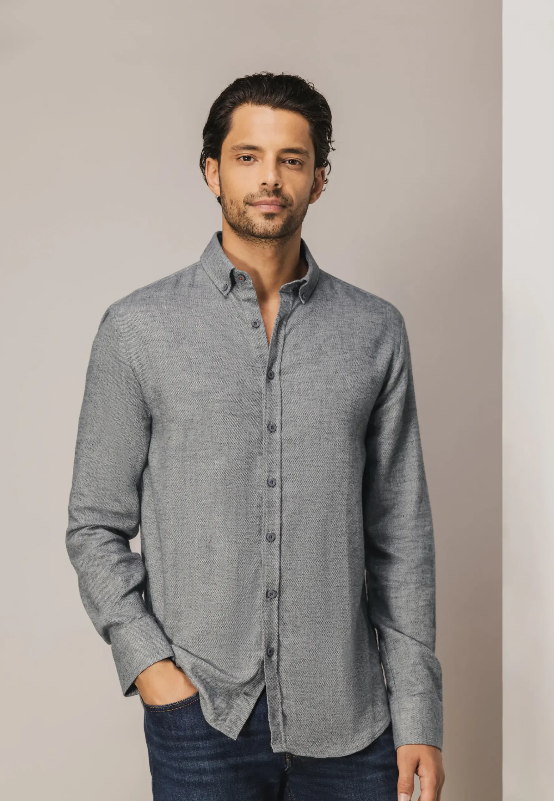 New Gebreid overhemd van katoen Overhemden