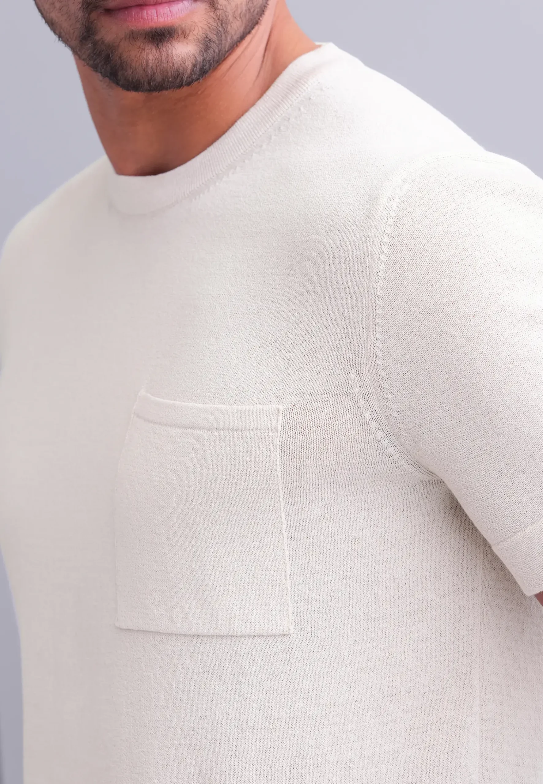 Discount Gebreid T-shirt met borstzak T-Shirts