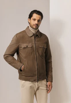 Geitensuède jas met klep- en steekzakken Jassen