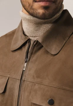 Geitensuède jas met klep- en steekzakken Jassen