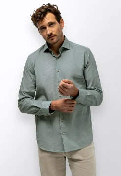 Online Gemêleerd overhemd van poplinstof Overhemden