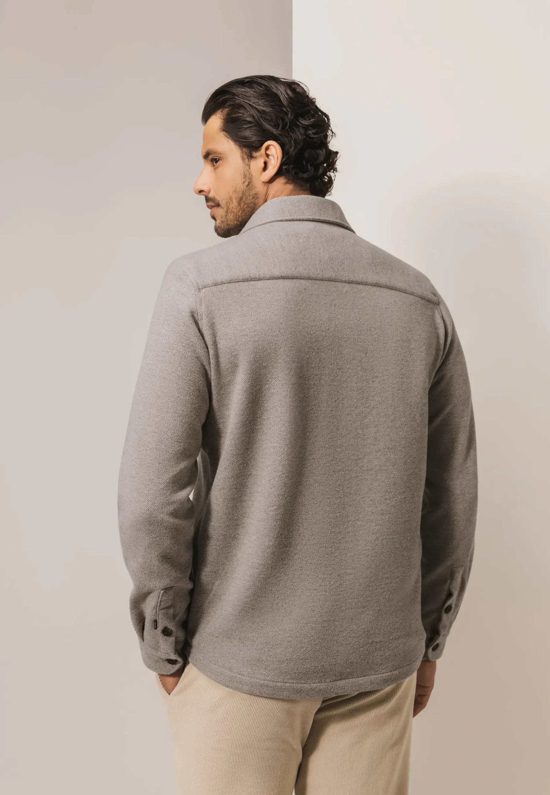 Outlet Gemêleerd overshirt met visgraatstructuur Overhemden|Overshirts