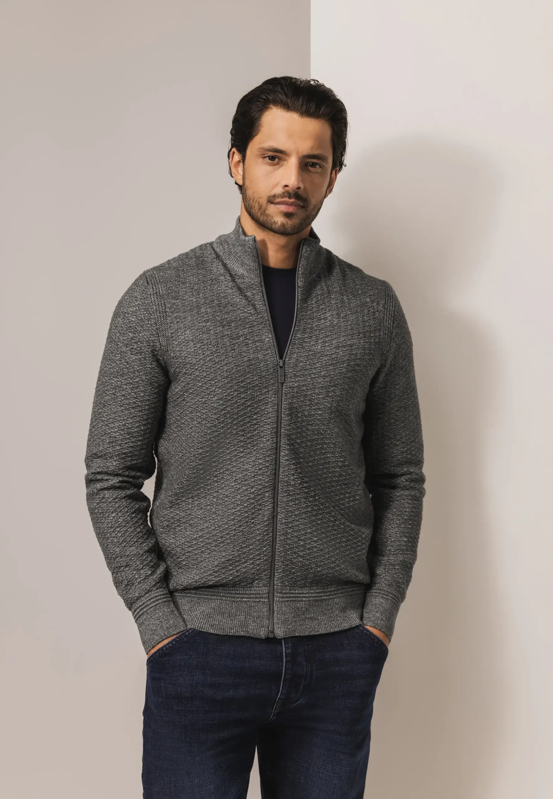 Gemêleerd vest met structuurdessin Vesten