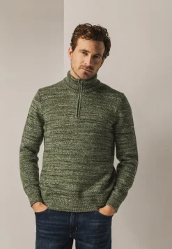 Discount Gemêleerde trui met halve rits Truien