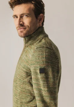 Clearance Gemêleerde trui met halve rits Truien