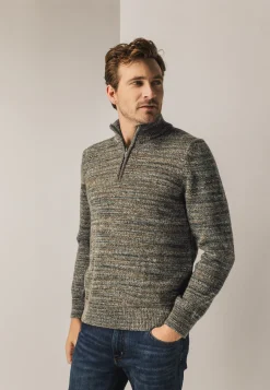 New Gemêleerde trui met halve rits Truien