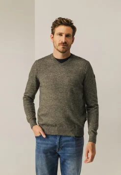 New Gemêleerde trui met ribdetails Truien