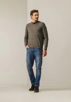 New Gemêleerde trui met ribdetails Truien