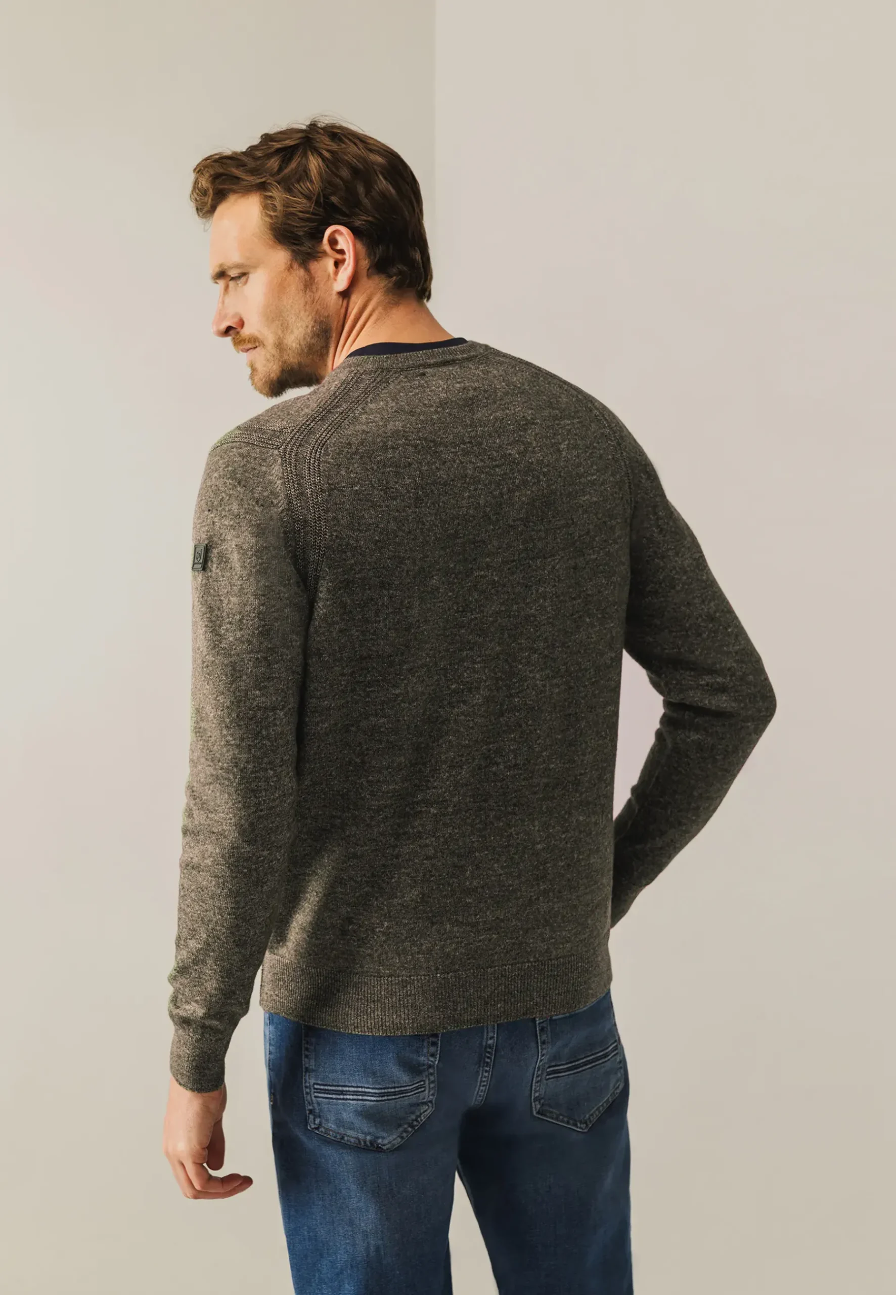 New Gemêleerde trui met ribdetails Truien