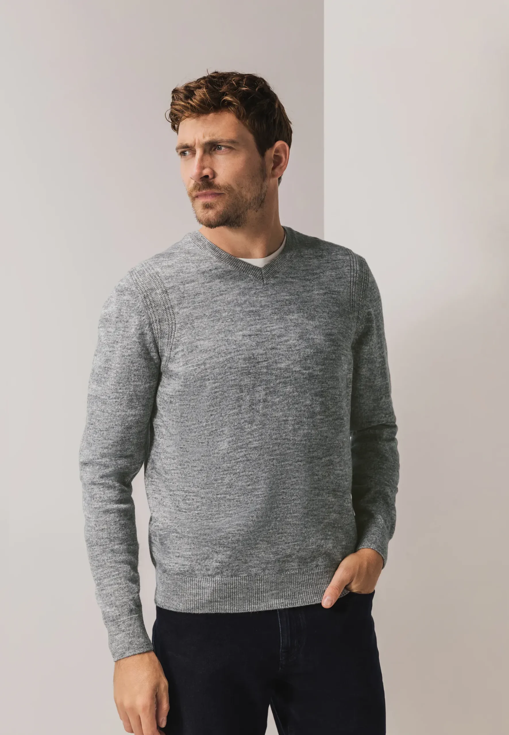 Discount Gemêleerde trui met ribdetails Truien