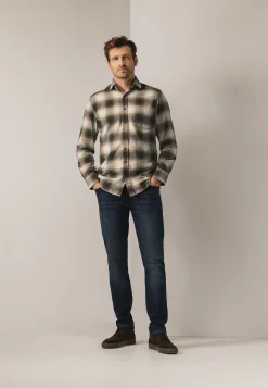 Geruit overhemd met visgraatmotief Overhemden