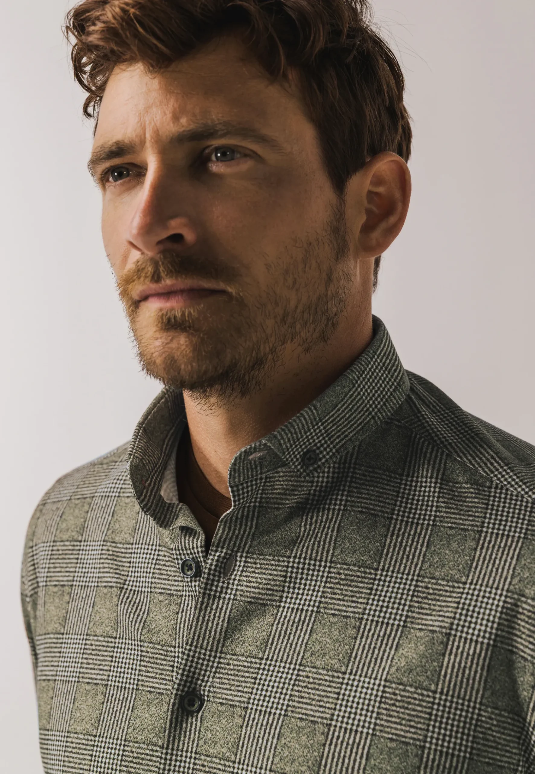 Outlet Geruit overhemd van jerseystof Overhemden