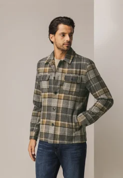 Outlet Geruit overshirt van wolmix Overshirts|Overhemden