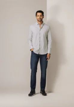 New Gestreept overhemd van jerseystof Overhemden