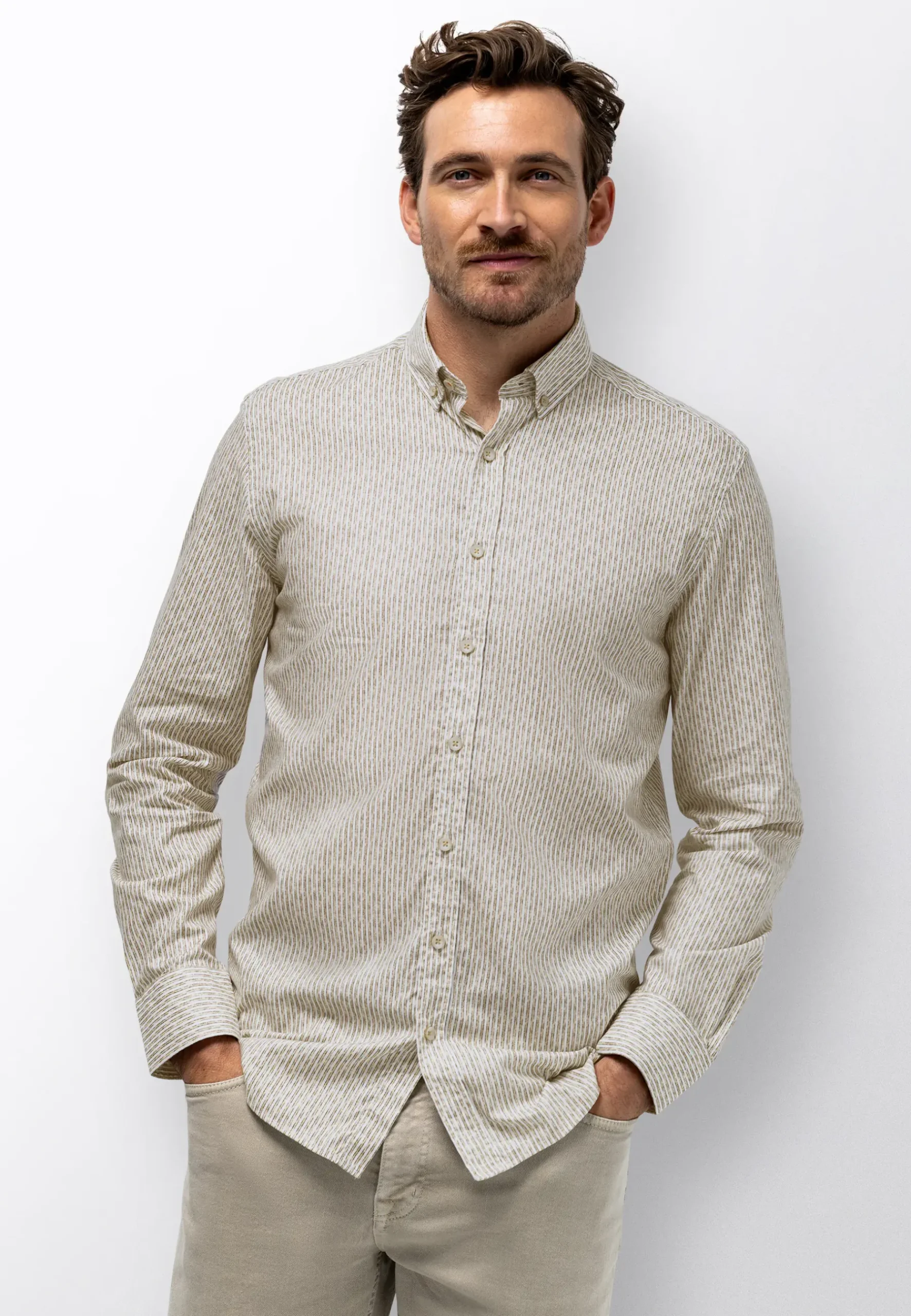 Clearance Gestreept poplin overhemd Overhemden