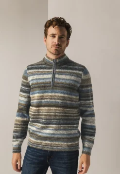 Discount Gestreepte trui met halve rits Truien