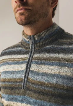 Discount Gestreepte trui met halve rits Truien