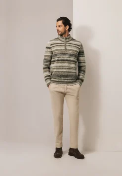 Best Gestreepte trui met halve rits Truien