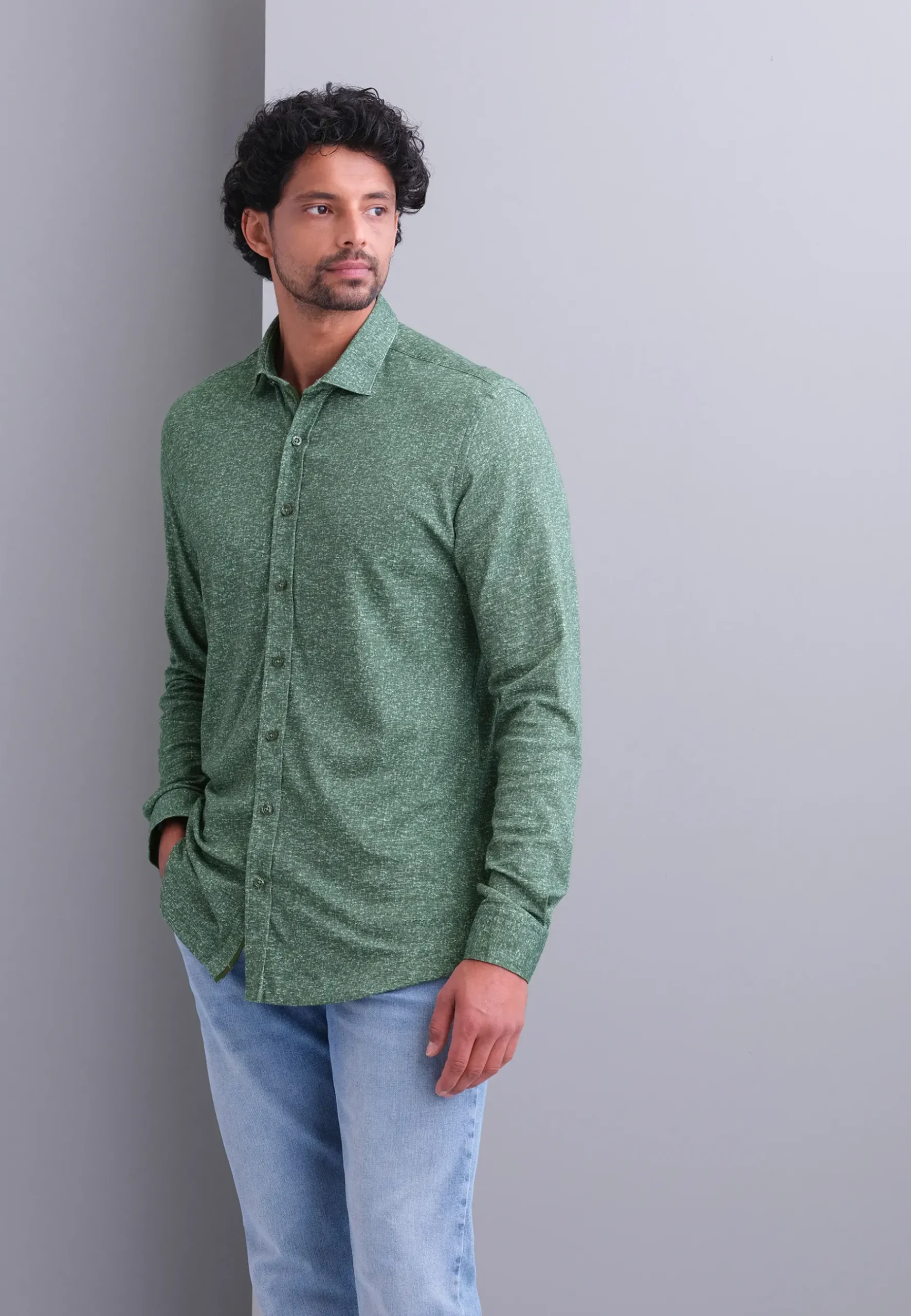 Jersey overhemd van katoen Overhemden