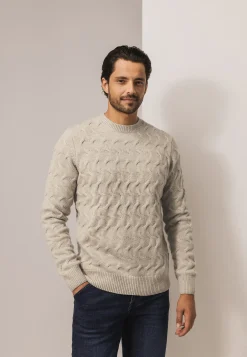 Outlet Kabelgebreide trui met ronde hals Truien