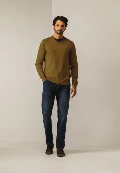 Discount Katoenen trui met V-hals Truien