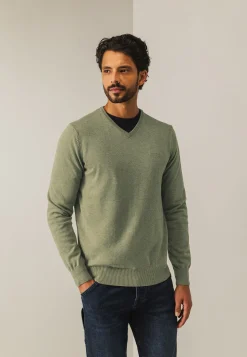 Clearance Katoenen trui met V-hals Truien