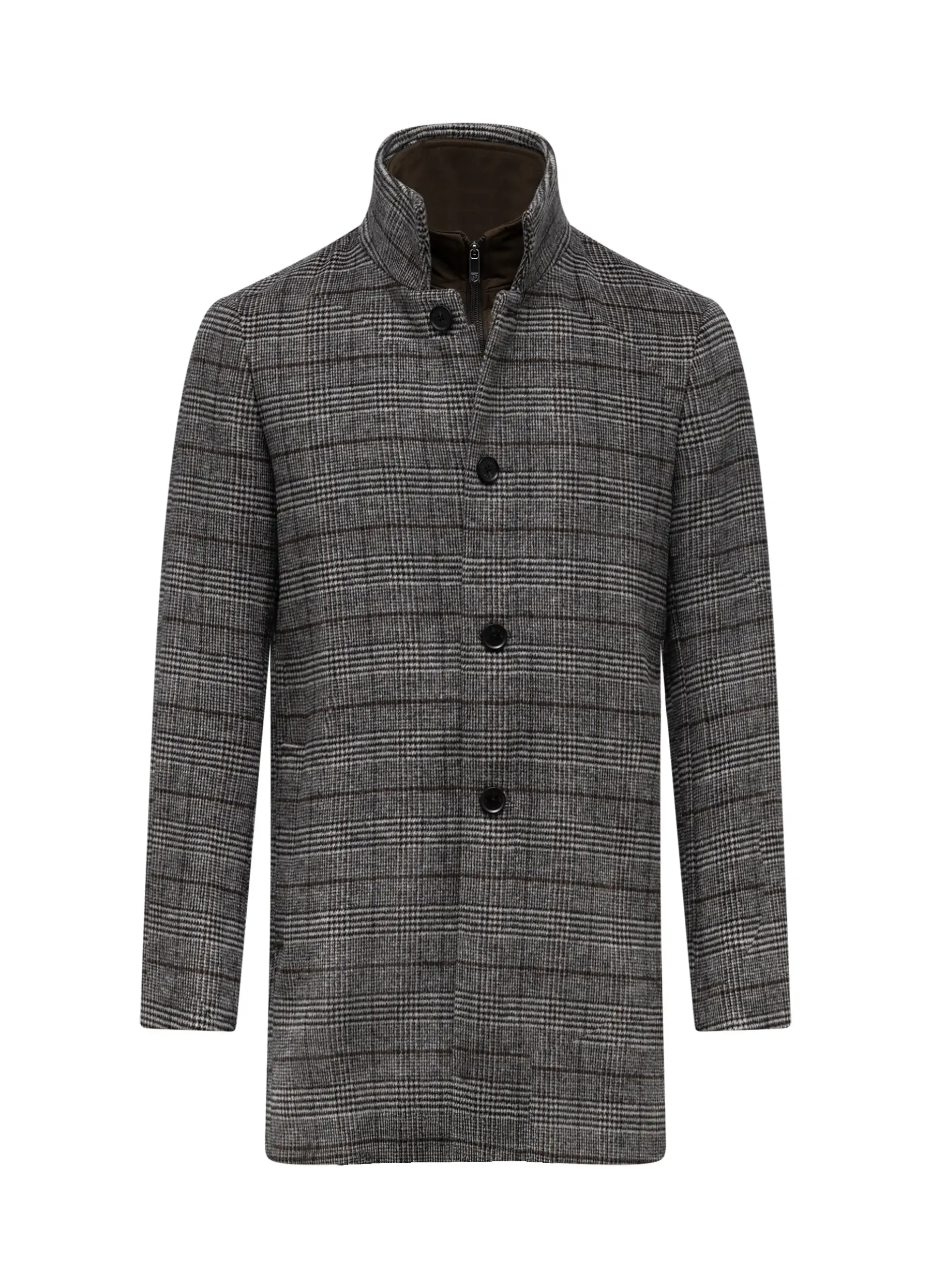 Best Mantel met ruitdessin en ritsinzet Jassen