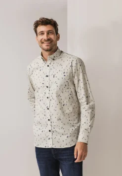 Overhemd met fijne streep en all-over print Overhemden