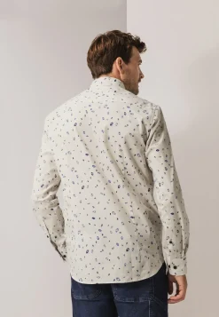 Overhemd met fijne streep en all-over print Overhemden