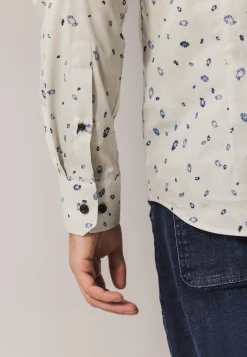 Overhemd met fijne streep en all-over print Overhemden