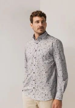 Discount Overhemd met fijne streep en all-over print Overhemden