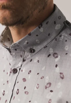 Discount Overhemd met fijne streep en all-over print Overhemden