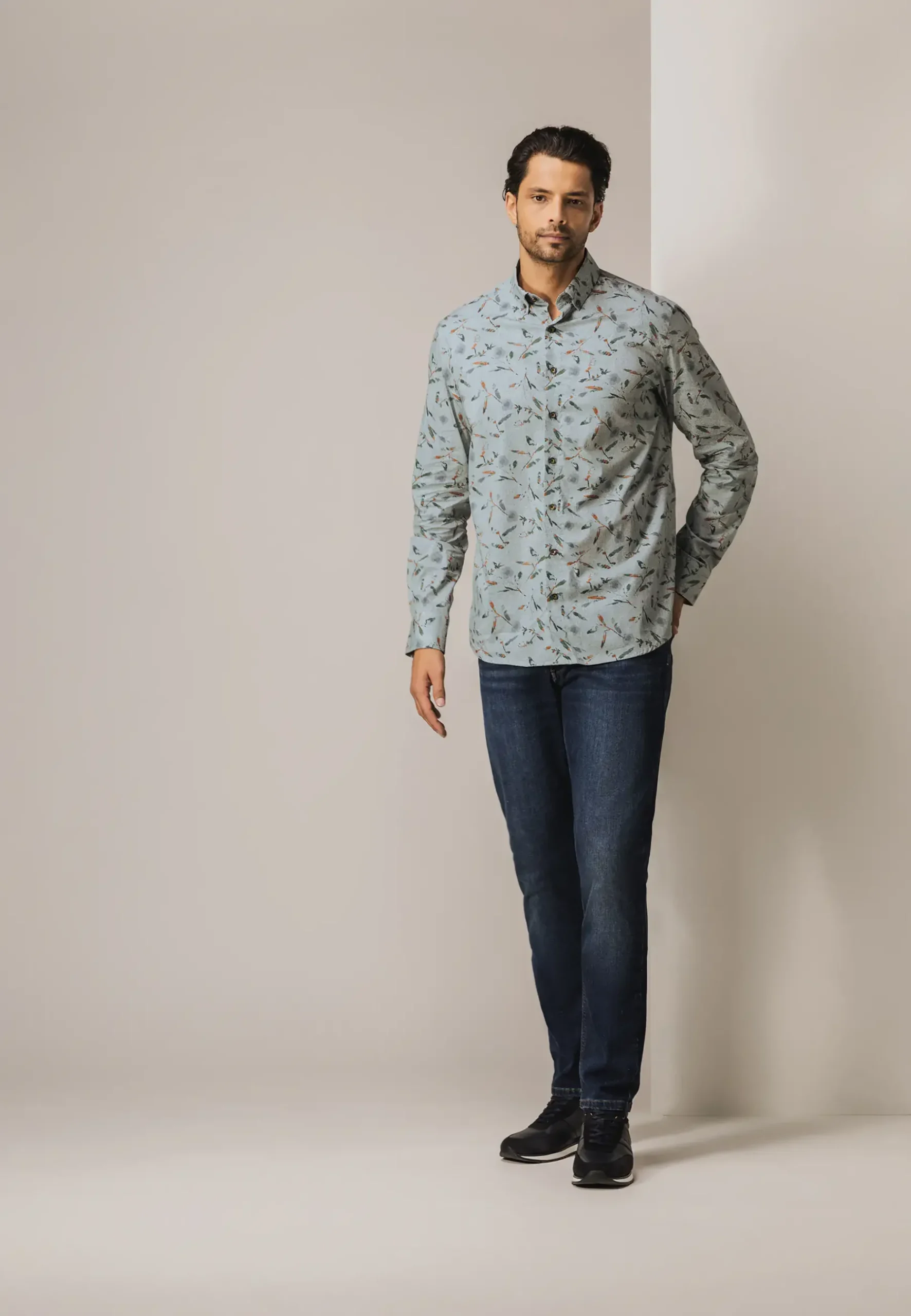 New Poplin overhemd met all-over print Overhemden