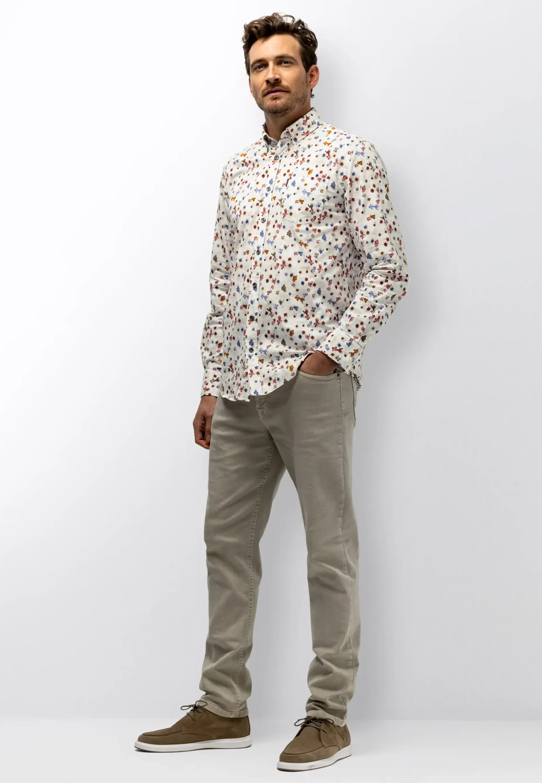 Clearance Poplin overhemd met bloemenprint Overhemden