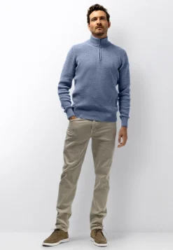 Outlet Ribgebreide trui met blinde halve rits Truien