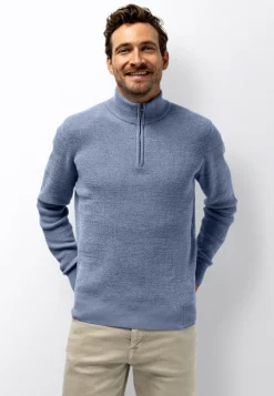 Outlet Ribgebreide trui met blinde halve rits Truien