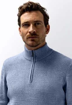 Outlet Ribgebreide trui met blinde halve rits Truien