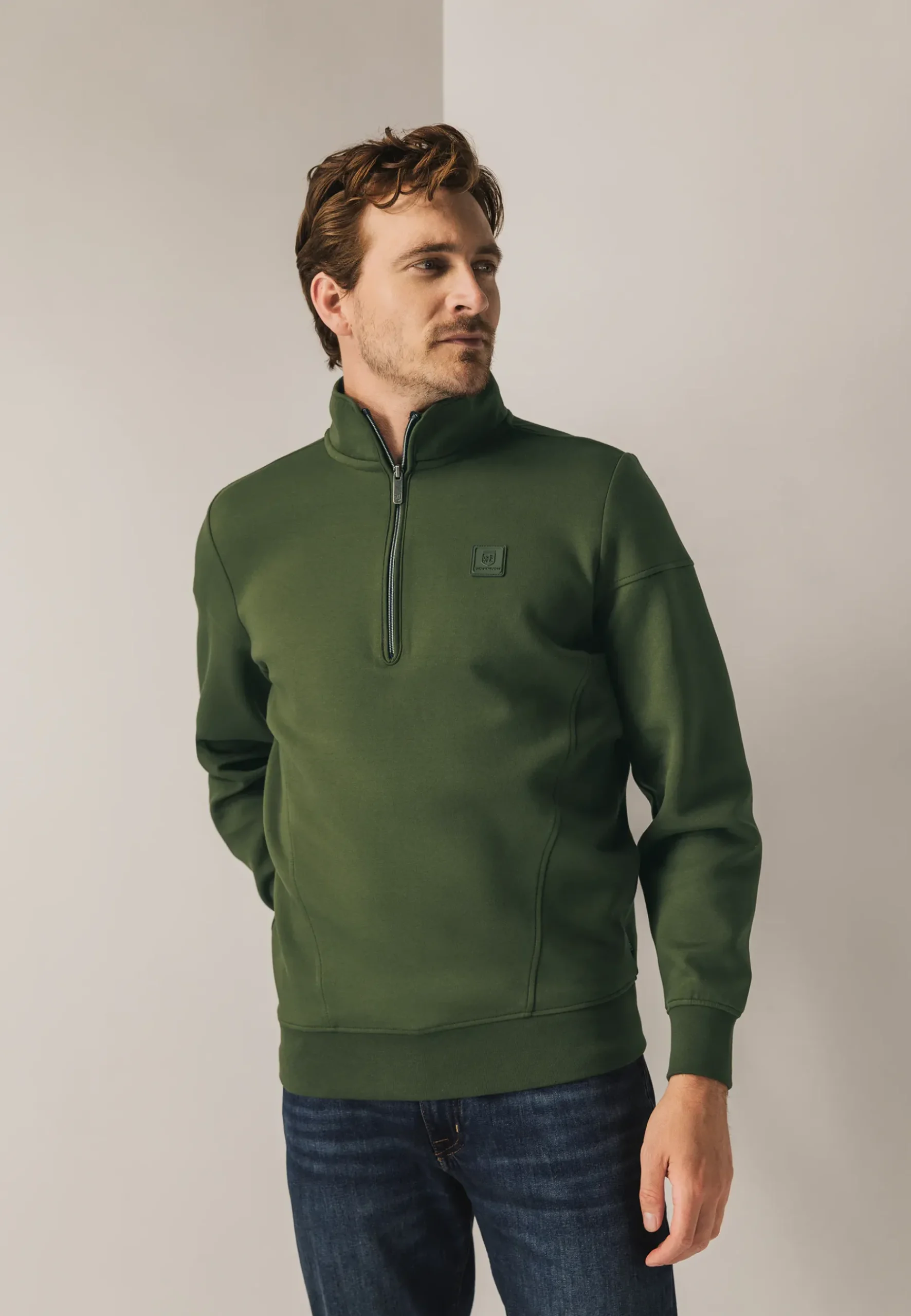 Clearance Sweatshirt met halve rits en fancy details Truien