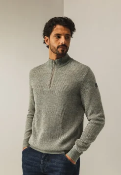 Hot Trui met halve rits en nylon-details Truien