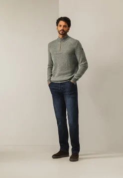 Hot Trui met halve rits en nylon-details Truien