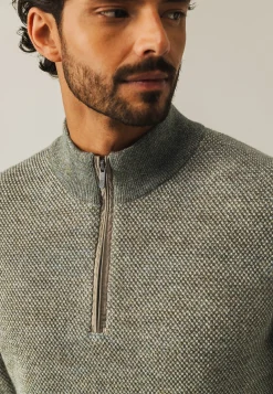 Hot Trui met halve rits en nylon-details Truien