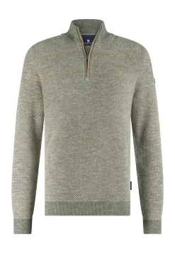 Hot Trui met halve rits en nylon-details Truien