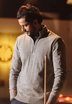 Clearance Trui met halve rits en rubberen badge Truien