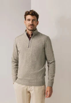 Clearance Trui met halve rits en rubberen badge Truien