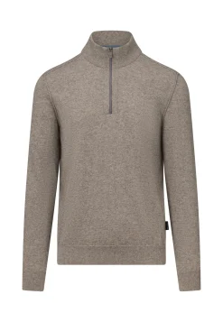 Clearance Trui met halve rits en rubberen badge Truien