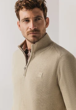 New Trui met halve rits en structuurpatroon Truien