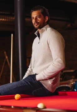 New Trui met halve rits en structuurpatroon Truien