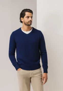 Online Trui van lamswol met V-hals Truien